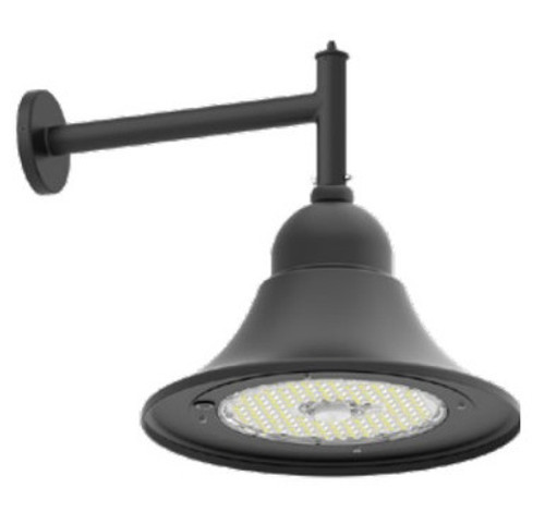 Superior Lighting DBL20IN100MW-MCT-SAWB-K - LED Designer Bell Light - 20 Inch Diameter - Watt Selectable 100/80/50W - 110-277V - Color Temperature Selectable 30/40/50K - Dimmable - Black Finish - With Straight Arm Wall Bracket