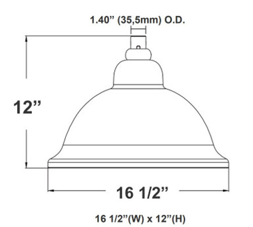 LED Designer Bell Light - 16 Inch Diameter - Watt Selectable 100/80/50W - 110-277V - Color Temperature Selectable 30/40/50K - Dimmable - Black Finish - With Double Bell Arm Pole Mount & 3 Inch Adapter