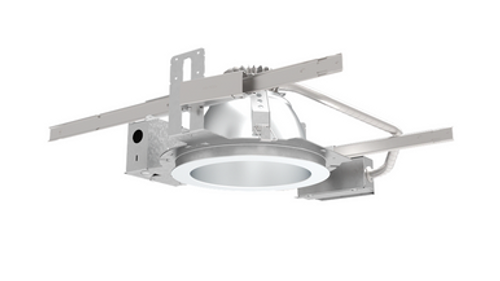 LBR 8IN Round New Construction Housing, Switchable lumens  2000LM, 2500LM, and 3000LM, Switchable CCT  3000K, 3500K, 4000K, and 5000K, Clear, Semi-Specular Chrome Trim, Medium Wide Light Distribution (1.0 s/mh), Multi-Volt, Universal Dimming to 10% 0-10V - Model LBR8 NCH ALO3 SWW1 AR LSS MWD MVOLT UGZ