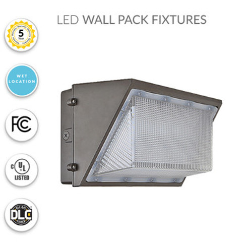LED Wallpack With Photocell - Wattage Selectable 60W/88W/100W - 12400 Max Lumens - Color Selectable 30K/40K/50K - 120-277V - Bronze Finish