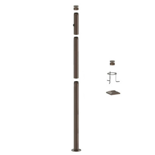 10 Foot Modular Light Pole - 5 Foot Base Height - 4 Foot Extension - 1 Lamp Holder Section  - Bronze Finish