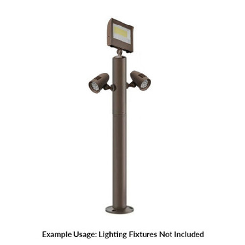 3 Foot Modular Light Pole - 2 Foot Base Height - 2 Lamp Holder Section - 1/2 Inch Threaded Hub Cap - Bronze Finish