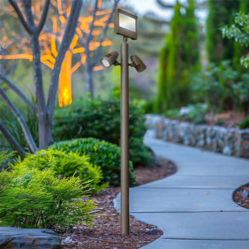 3 Foot Modular Light Pole - 2 Foot Base Height - 2 Lamp Holder Section - 1/2 Inch Threaded Hub Cap - Bronze Finish