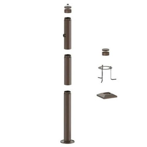 4 Foot Modular Light Pole - 2 Foot Base Height - 1 Foot Extension - 1 Lamp Holder Section - 1/2 Inch Threaded Hub Cap - Bronze Finish