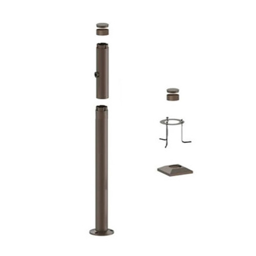4 Foot Modular Light Pole - 3 Foot Base Height - 1 Lamp Holder Section  - Bronze Finish