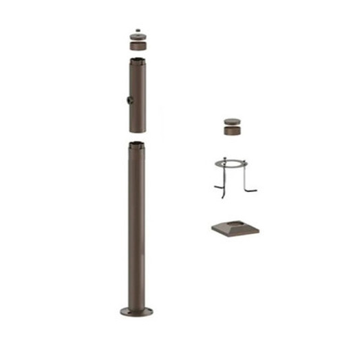 4 Foot Modular Light Pole - 3 Foot Base Height - 1 Lamp Holder Section - 1/2 Inch Threaded Hub Cap - Bronze Finish