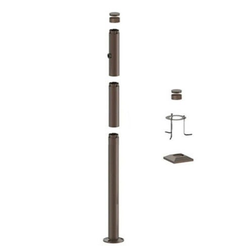 5 Foot Modular Light Pole - 3 Foot Base Height - 1 Foot Extension - 1 Lamp Holder Section  - Bronze Finish
