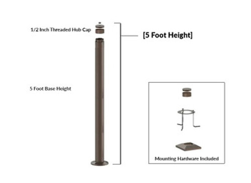 Westgate MPS-5BS-C-K - 5 Foot Modular Light Pole - 5 Foot Base Height - 1/2 Inch Threaded Hub Cap - Bronze Finish