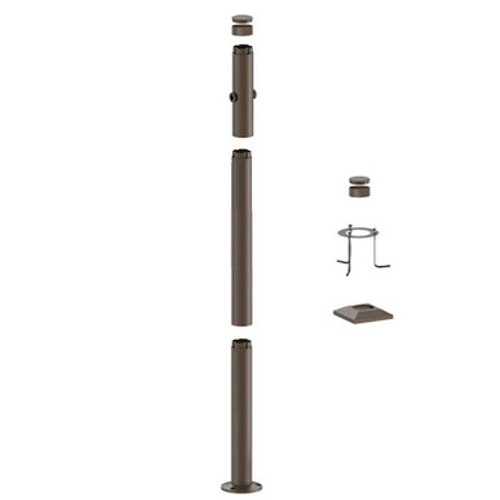 7 Foot Modular Light Pole - 2 Foot Base Height - 4 Foot Extension - 2 Lamp Holder Section  - Bronze Finish