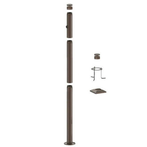 7 Foot Modular Light Pole - 3 Foot Base Height - 3 Foot Extension - 1 Lamp Holder Section  - Bronze Finish