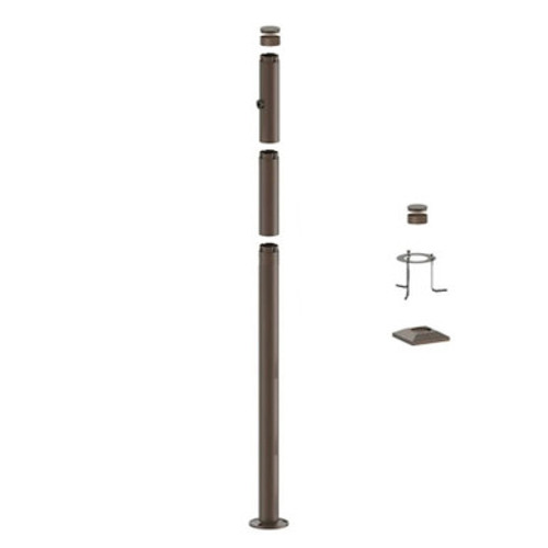 7 Foot Modular Light Pole - 5 Foot Base Height - 1 Foot Extension - 1 Lamp Holder Section  - Bronze Finish