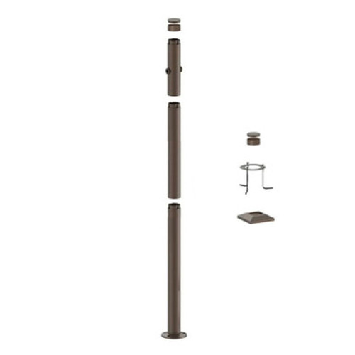 8 Foot Modular Light Pole - 3 Foot Base Height - 4 Foot Extension - 2 Lamp Holder Section  - Bronze Finish