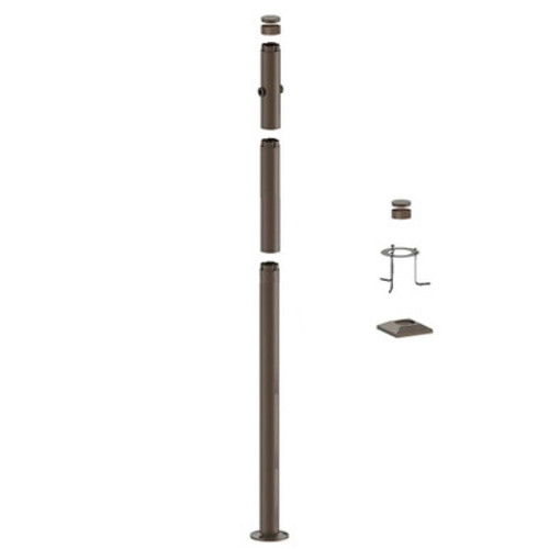 8 Foot Modular Light Pole - 5 Foot Base Height - 2 Foot Extension - 2 Lamp Holder Section  - Bronze Finish
