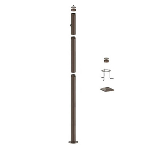 9 Foot Modular Light Pole - 5 Foot Base Height - 3 Foot Extension - 1 Lamp Holder Section - 1/2 Inch Threaded Hub Cap - Bronze Finish