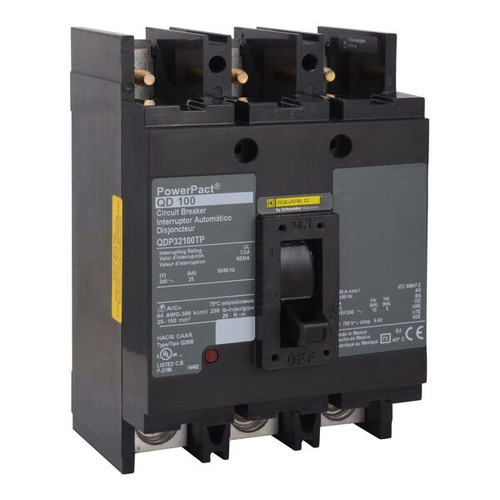 SQUARE D Molded Case Circuit Breaker, 225A, 3 Pole, 240V AC Model QDP32225TP