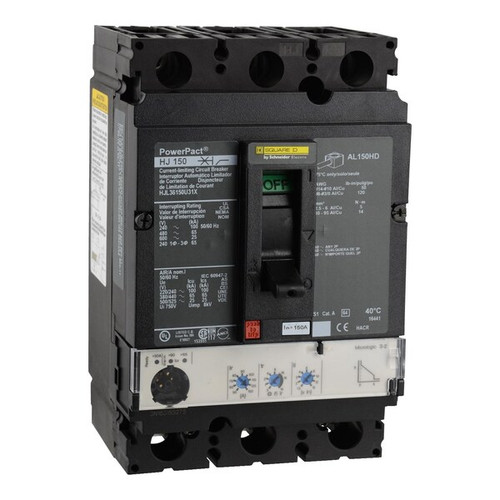 SQUARE D Circuit Breaker, 150A, 3 Pole, 690V AC Model HJL36150U31X