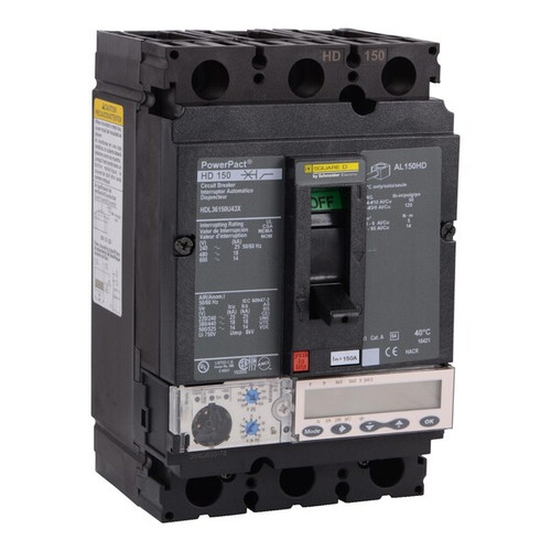 SQUARE D Circuit Breaker, 150A, 3 Pole, 690V AC Model HDL36150CU44X