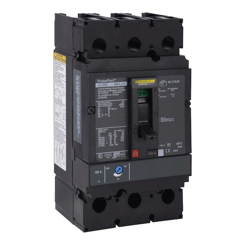 SQUARE D Circuit Breaker, 175A, 3 Pole, 600V AC Model JJF36175