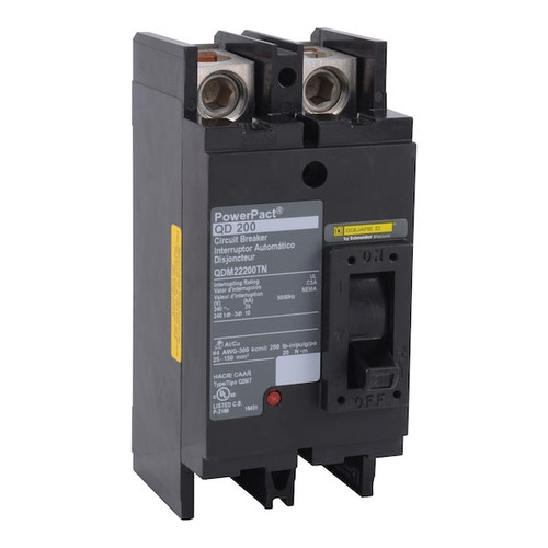 SQUARE D Molded Case Circuit Breaker, 200A, 2 Pole, 240V AC Model QDM22200TN