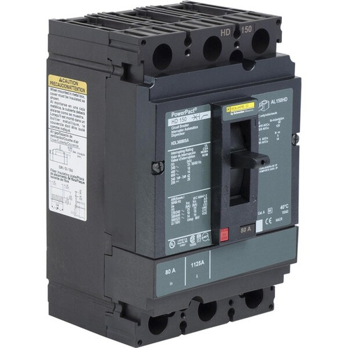 SQUARE D Circuit Breaker, 100A, 3 Pole, 690V AC Model HDL36100U44X