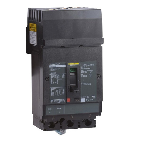 SQUARE D Circuit Breaker, 100A, 3 Pole, 690V AC Model HDA36100SA