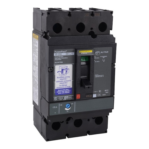 SQUARE D Circuit Breaker, 175A, 3 Pole, 600V AC Model JGL36175SA