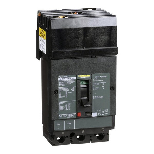 SQUARE D Circuit Breaker, 20A, 3 Pole, 690V AC Model HLA36020