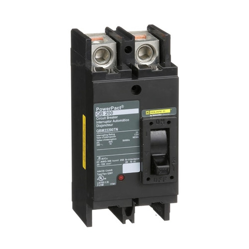 SQUARE D Molded Case Circuit Breaker, 200A, 2 Pole, 240V AC Model QBM22200TN