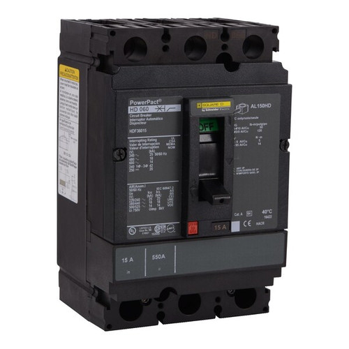 SQUARE D Circuit Breaker, 150A, 3 Pole, 690V AC Model HDF36150