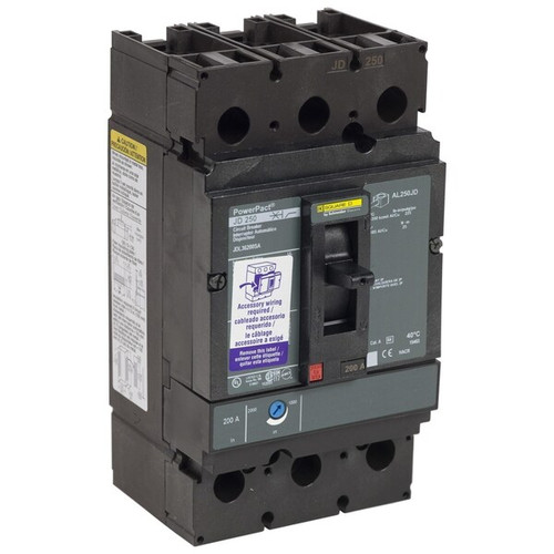 SQUARE D Circuit Breaker, 175A, 3 Pole, 600V AC Model JDL36175SA