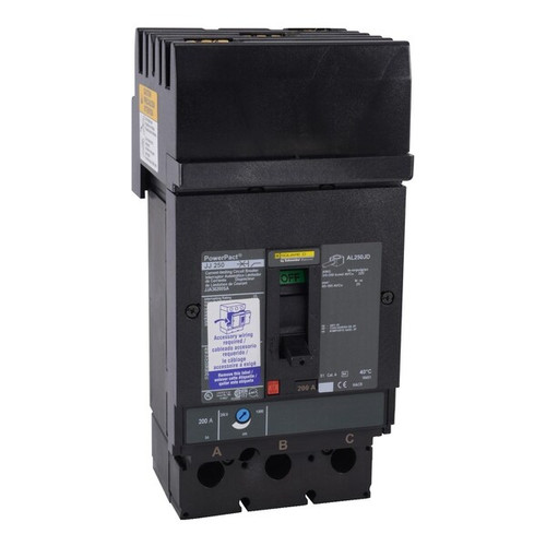 SQUARE D Circuit Breaker, 200A, 3 Pole, 600V AC Model JJA36200SA