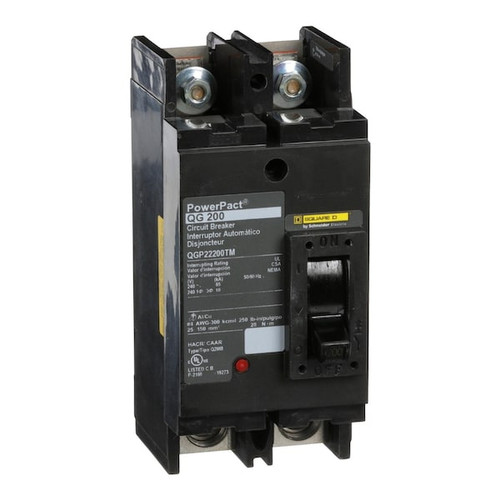 SQUARE D Molded Case Circuit Breaker, 200A, 2 Pole, 240V AC Model QGP22200TM