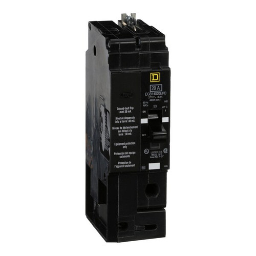 SQUARE D Miniature Circuit Breaker, EGB Series 20A, 1 Pole, 277V AC Model EGB14020EPD