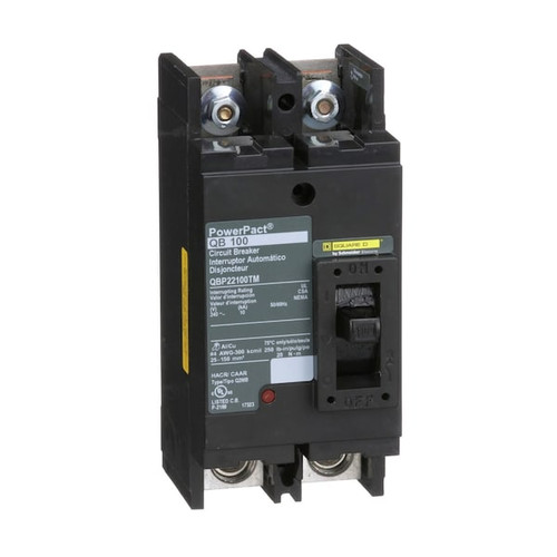 SQUARE D Molded Case Circuit Breaker, 100A, 2 Pole, 240V AC Model QBP22100TM