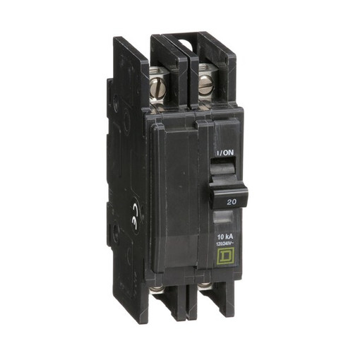 SQUARE D Miniature Circuit Breaker, 20A, 120/240V AC Model QOU220B