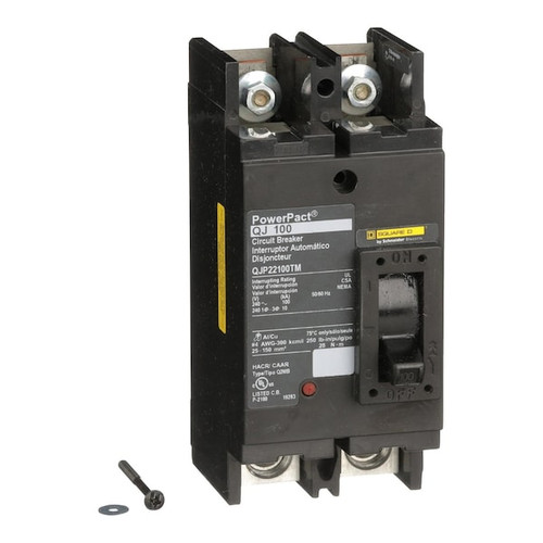 SQUARE D Molded Case Circuit Breaker, 125A, 2 Pole, 240V AC Model QJP22125TM