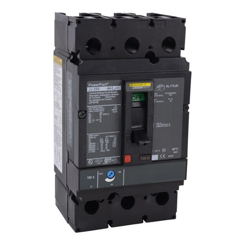 SQUARE D Circuit Breaker, 225A, 3 Pole, 600V AC Model JJP36225