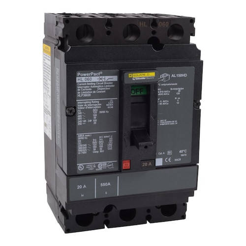 SQUARE D Circuit Breaker, 30A, 3 Pole, 690V AC Model HLP36030