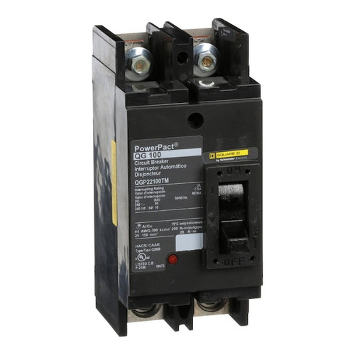 SQUARE D Molded Case Circuit Breaker, 100A, 2 Pole, 240V AC Model QGP22100TM