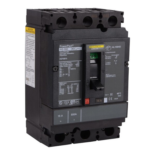 SQUARE D Circuit Breaker, 50A, 3 Pole, 690V AC Model HGP36050