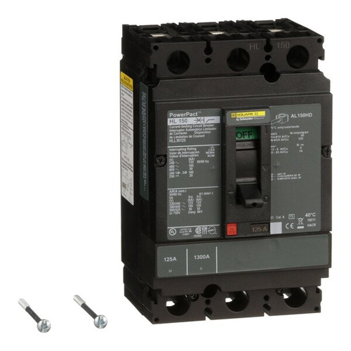 SQUARE D Circuit Breaker, 125A, 3 Pole, 690V AC Model HLL36125