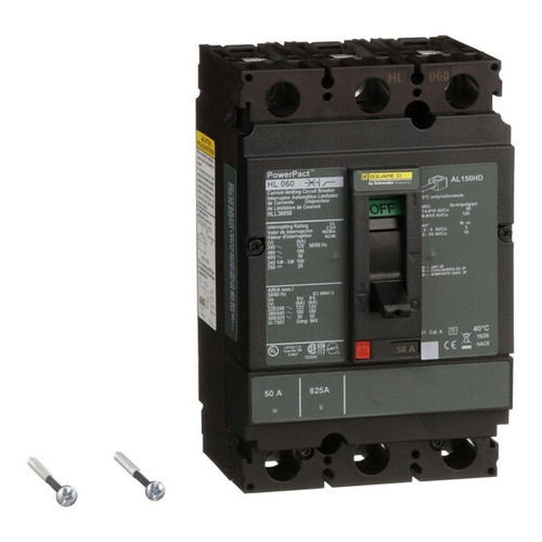 SQUARE D Circuit Breaker, 50A, 3 Pole, 690V AC Model HLL36050