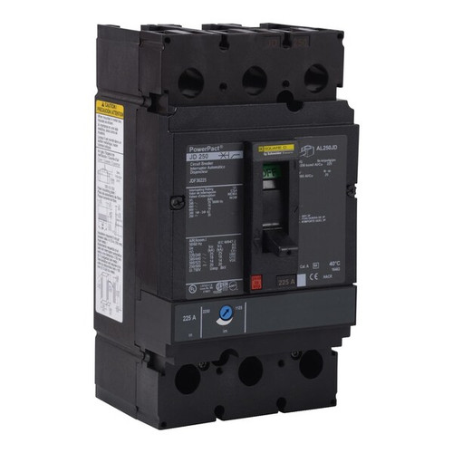 SQUARE D Circuit Breaker, 250A, 3 Pole, 600V AC Model JDF36250