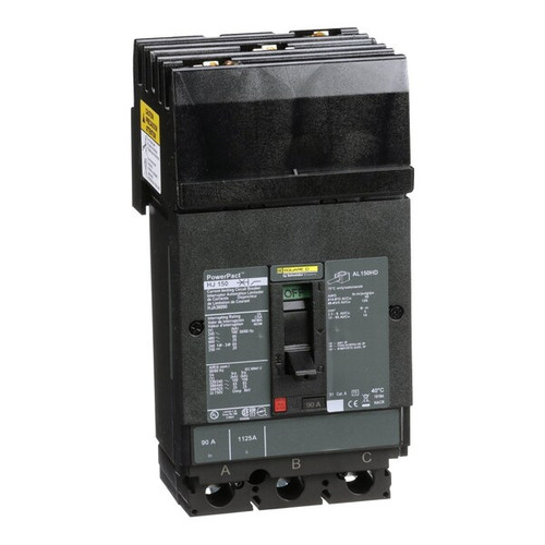 SQUARE D Molded Case Circuit Breaker, 90A, 3 Pole, 600V AC Model HJA36090