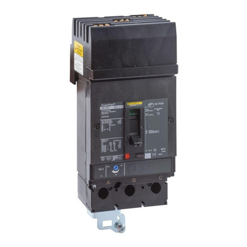 SQUARE D Circuit Breaker, 150A, 3 Pole, 600V AC Model JDA36150