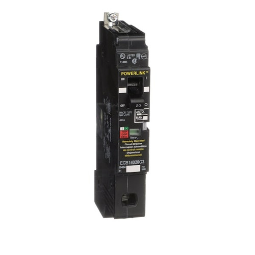 SQUARE D Molded Case Circuit Breaker, ECB-G3 Series 20A, 1 Pole, 480Y/277V AC Model ECB14020G3