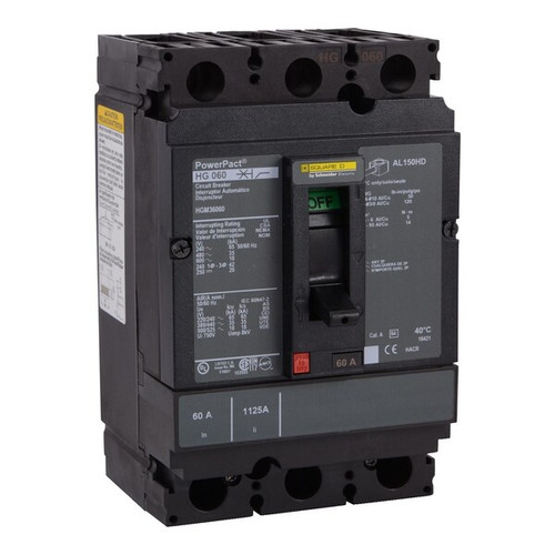 SQUARE D Circuit Breaker, 100A, 3 Pole, 690V AC Model HGM36100