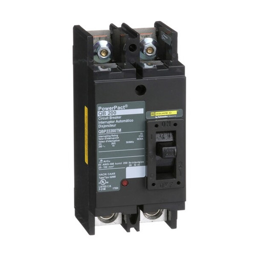 SQUARE D Molded Case Circuit Breaker, 200A, 2 Pole, 240V AC Model QBP22200TM