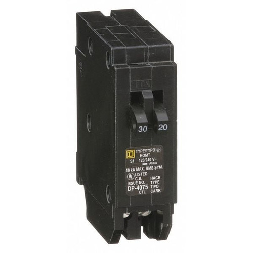 SQUARE D Miniature Circuit Breaker, HOM Series 30A, 1 Pole, 120/240V AC Model HOMT3020