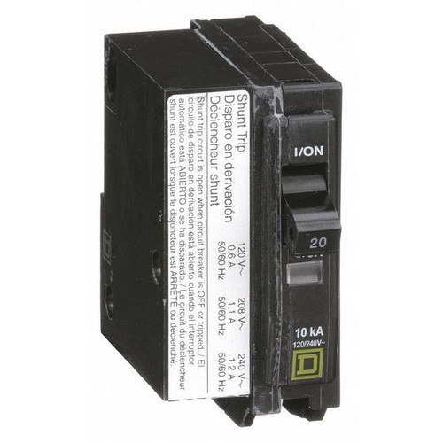 SQUARE D Miniature Circuit Breaker, QO Series 20A, 1 Pole, 120/240V AC Model QO1201021